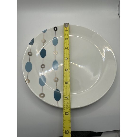 Set of 6 Pier 1 Porcelain Blue Beaded Garland 7.75 inch Plates FLAW - Picture 8 of 8